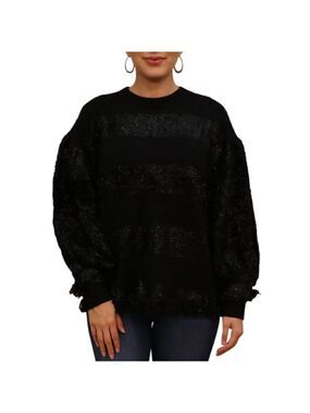 Zac Posen Cooper Shimmer-Fringe Striped Sweater
